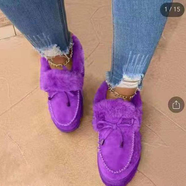 Women Winter Boots Indian Moccasins Ankle Shoes Suede Leather Snow Boots