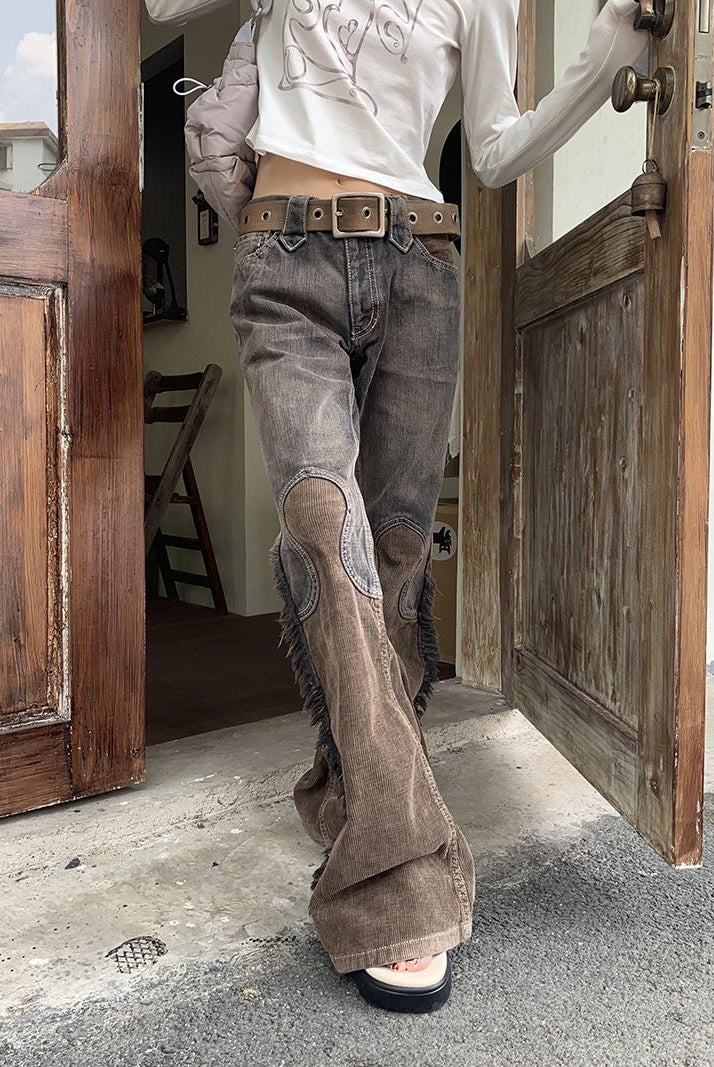 Ashore Shop Womens Loose Jeans Femme Y2k Tassel Design Denim Flare cotton Pants