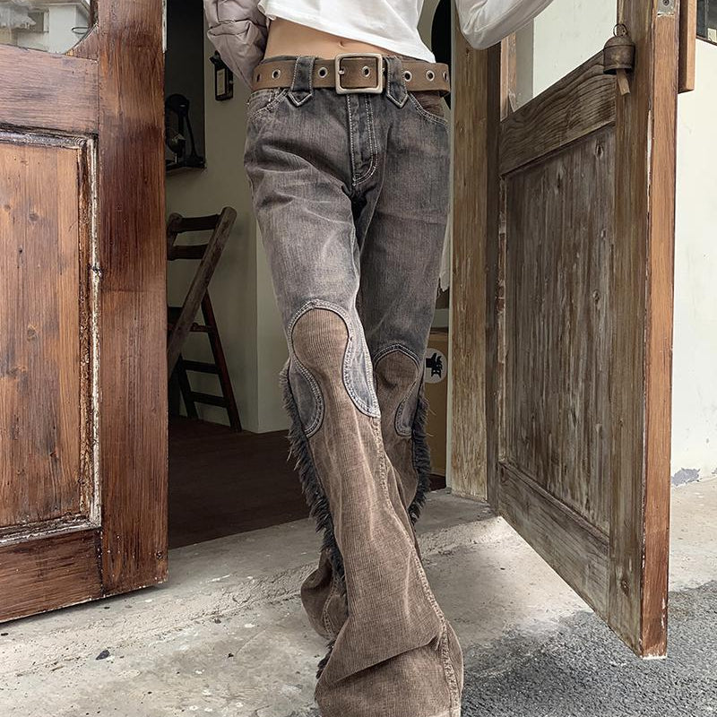 Ashore Shop Womens Loose Jeans Femme Y2k Tassel Design Denim Flare cotton Pants