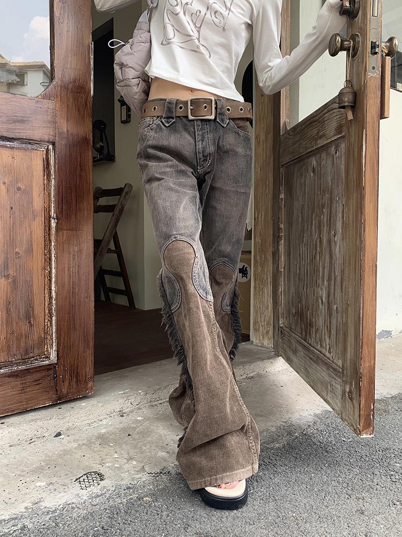 Ashore Shop Womens Loose Jeans Femme Y2k Tassel Design Denim Flare cotton Pants