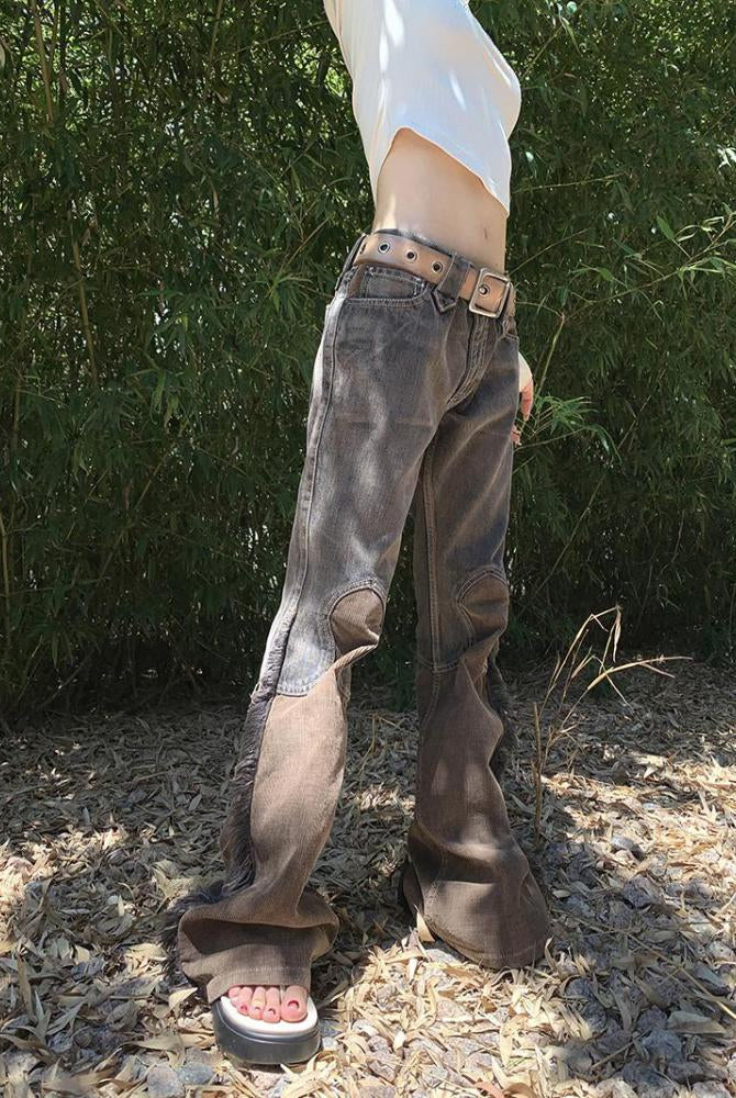 Ashore Shop Womens Loose Jeans Femme Y2k Tassel Design Denim Flare cotton Pants