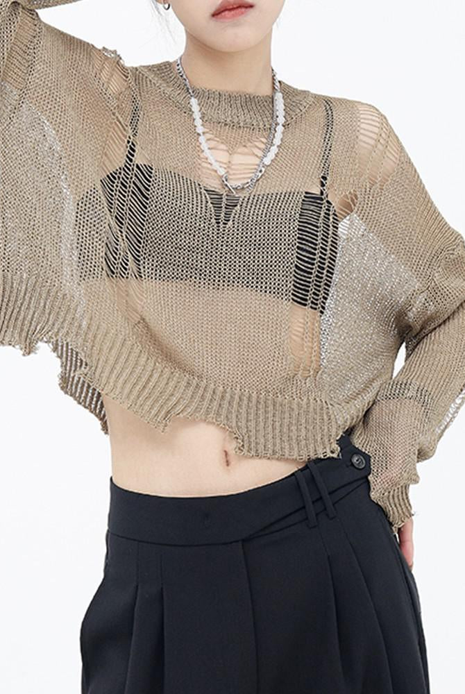 Ashore Shop Spring Gothic Thin Women Pullover Loose Sweater 2023