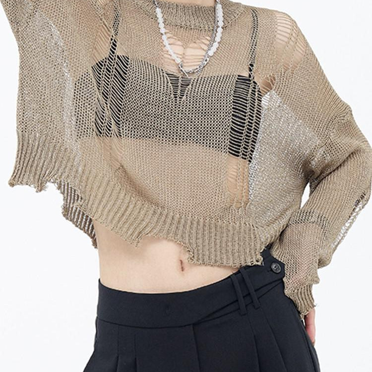 Ashore Shop Spring Gothic Thin Women Pullover Loose Sweater 2023