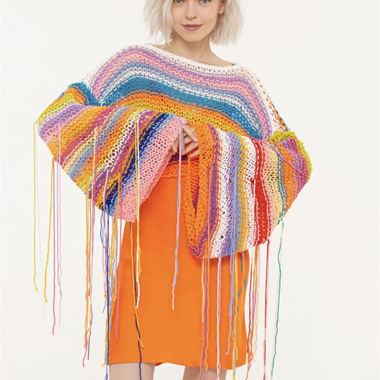 Ashore Shop Summer Sweater Cover Ups For Women Tassel Loose Flared Sleeve Beach Boho Knit Female Cover up Pullover To