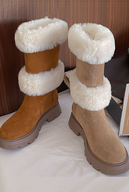 Ashore Shop: Womens Flat Warm Boots Super Comfortable Trend Thicken Long Plush Fur Snow Boots Women Winter 2023