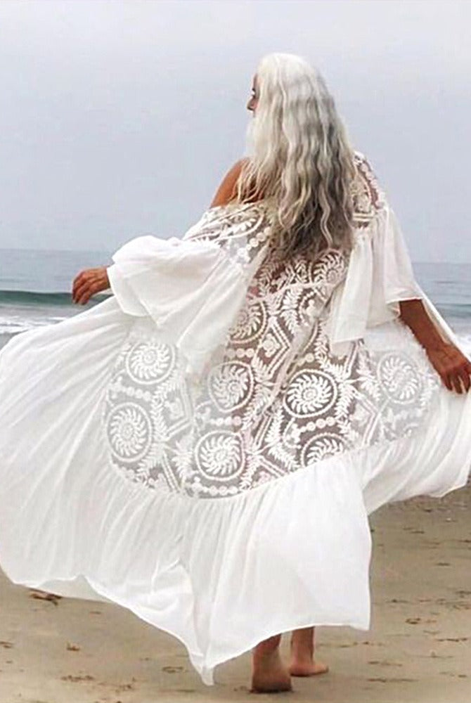ASHORESHOP White Bikini Cover Ups Lace Dresses See Through Cover Ups