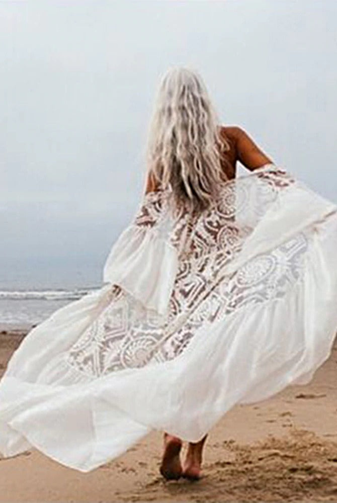 ASHORESHOP White Bikini Cover Ups Lace Dresses See Through Cover Ups