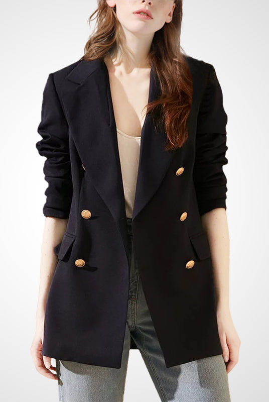 Ashore Career Shop 2023 spring new casual small suit light familiar style design sense double-breasted solid color British style suit jacket women's fashion