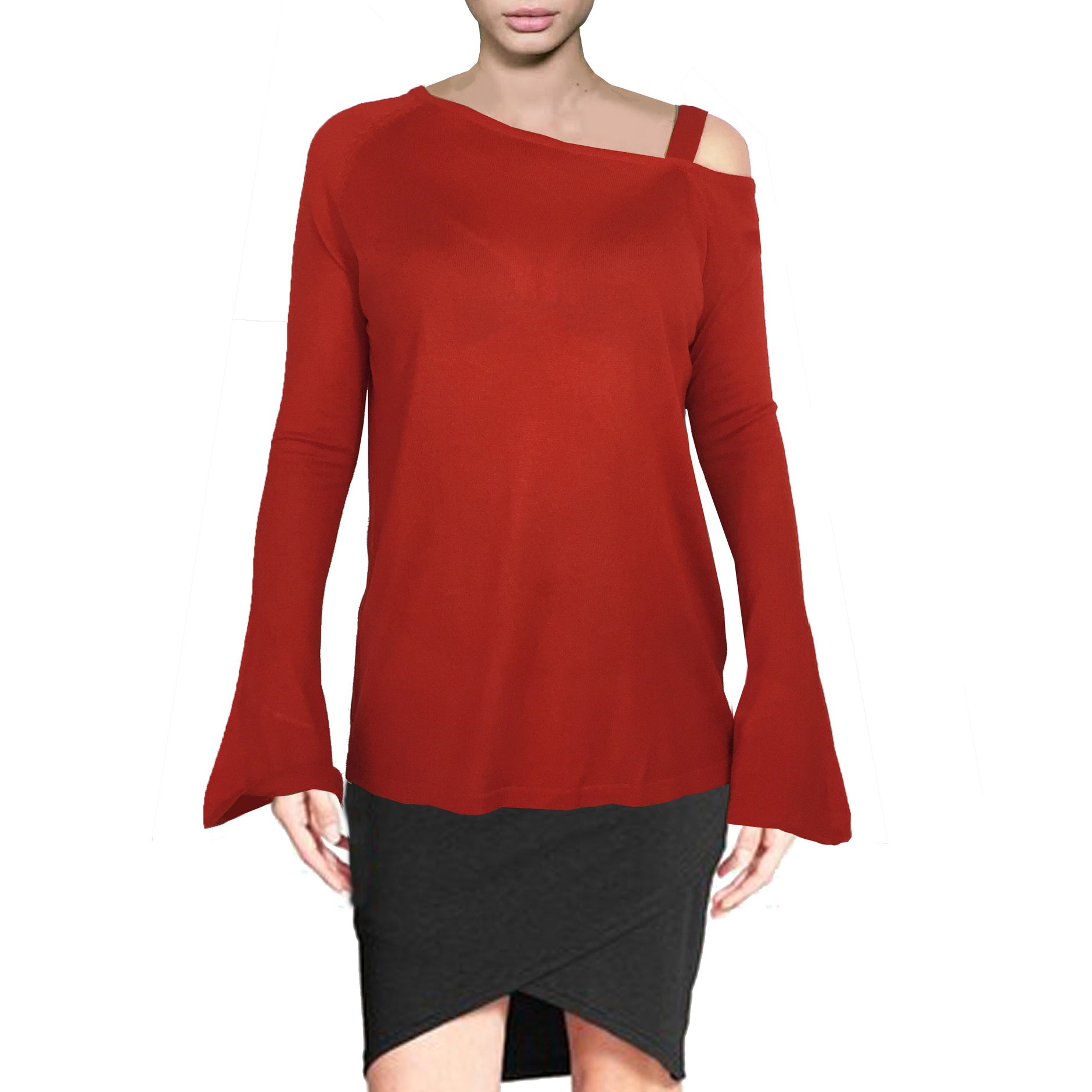 ASHORE WOMENS ASYMMETRIC FALL-OFF SHOULDER FINE SWEATER