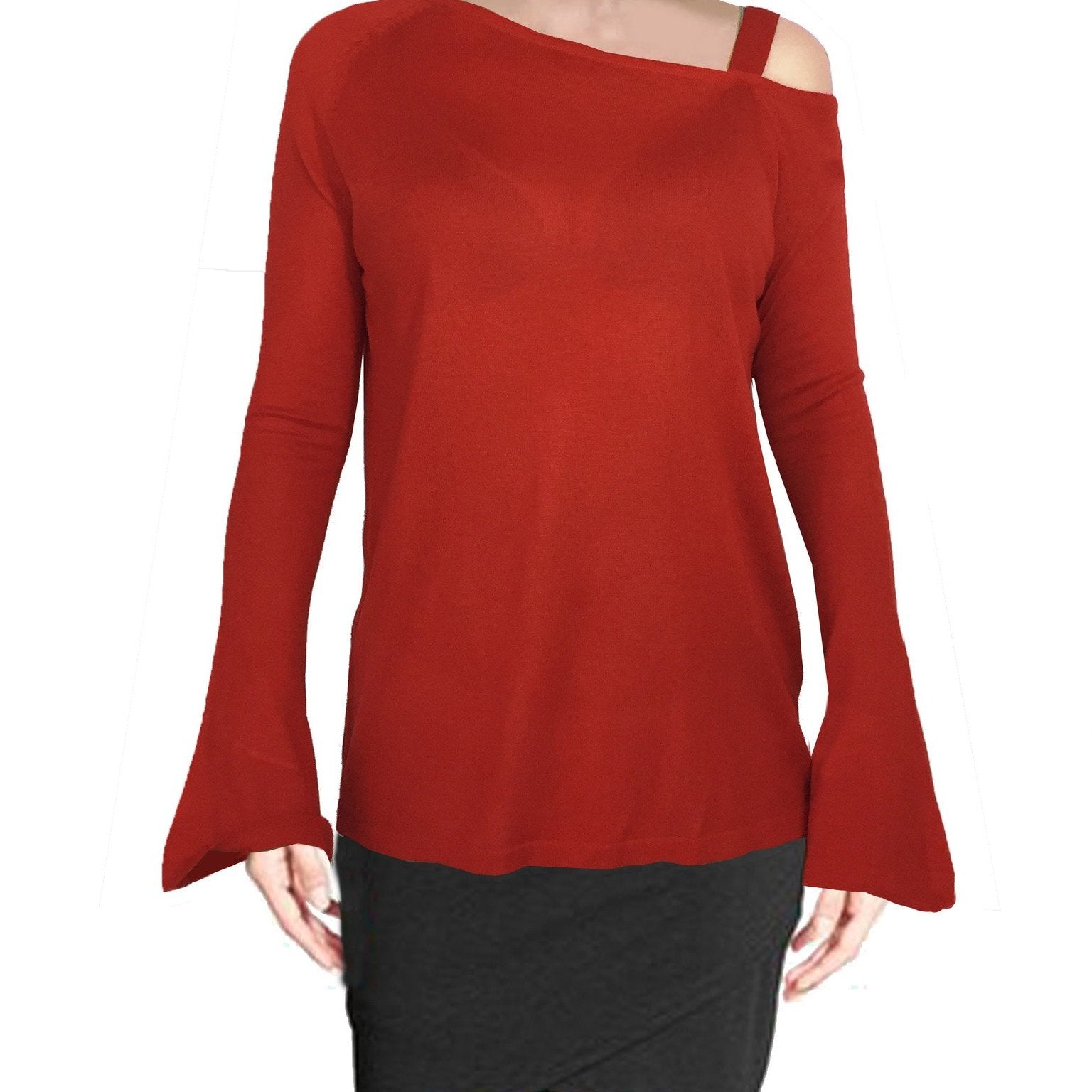 ASHORE WOMENS ASYMMETRIC OFF-THE-SHOULDER FINE SWEATER