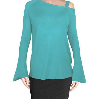 ASHORE WOMENS ASYMMETRIC OFF THE SHOULDER LUXURY FINE SWEATER