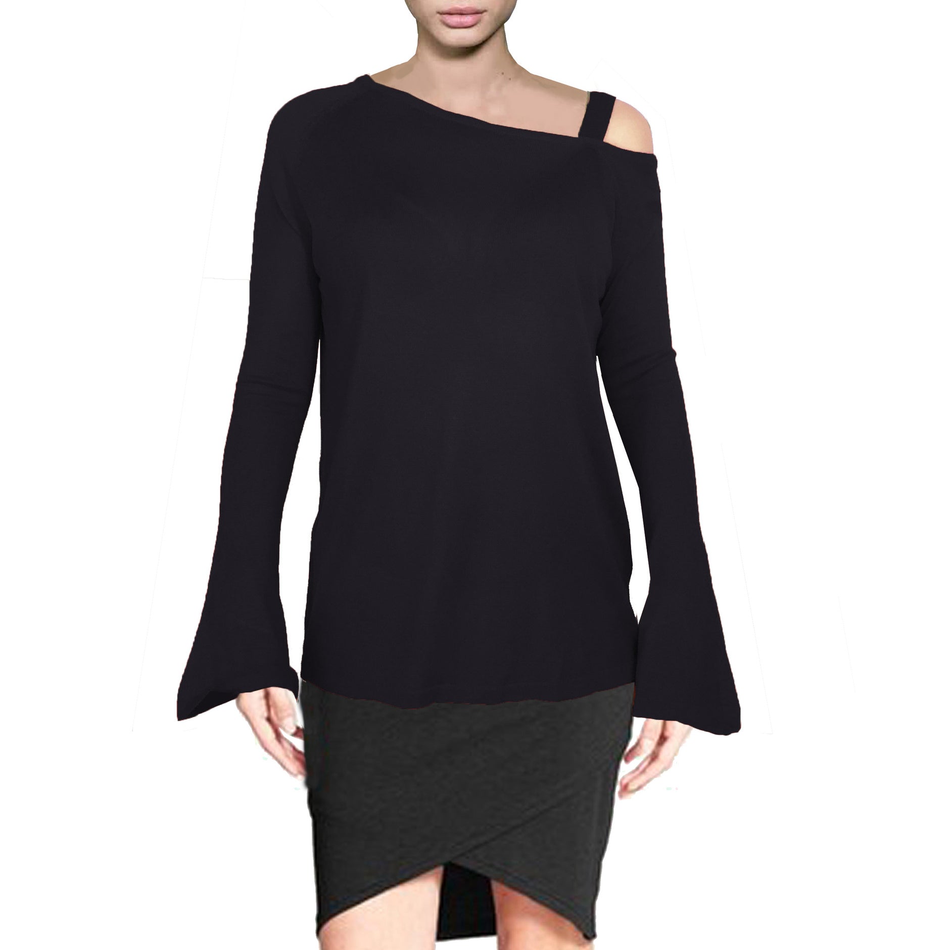 ASHORE WOMENS ASYMMETRIC FALL-OFF SHOULDER FINE SWEATER