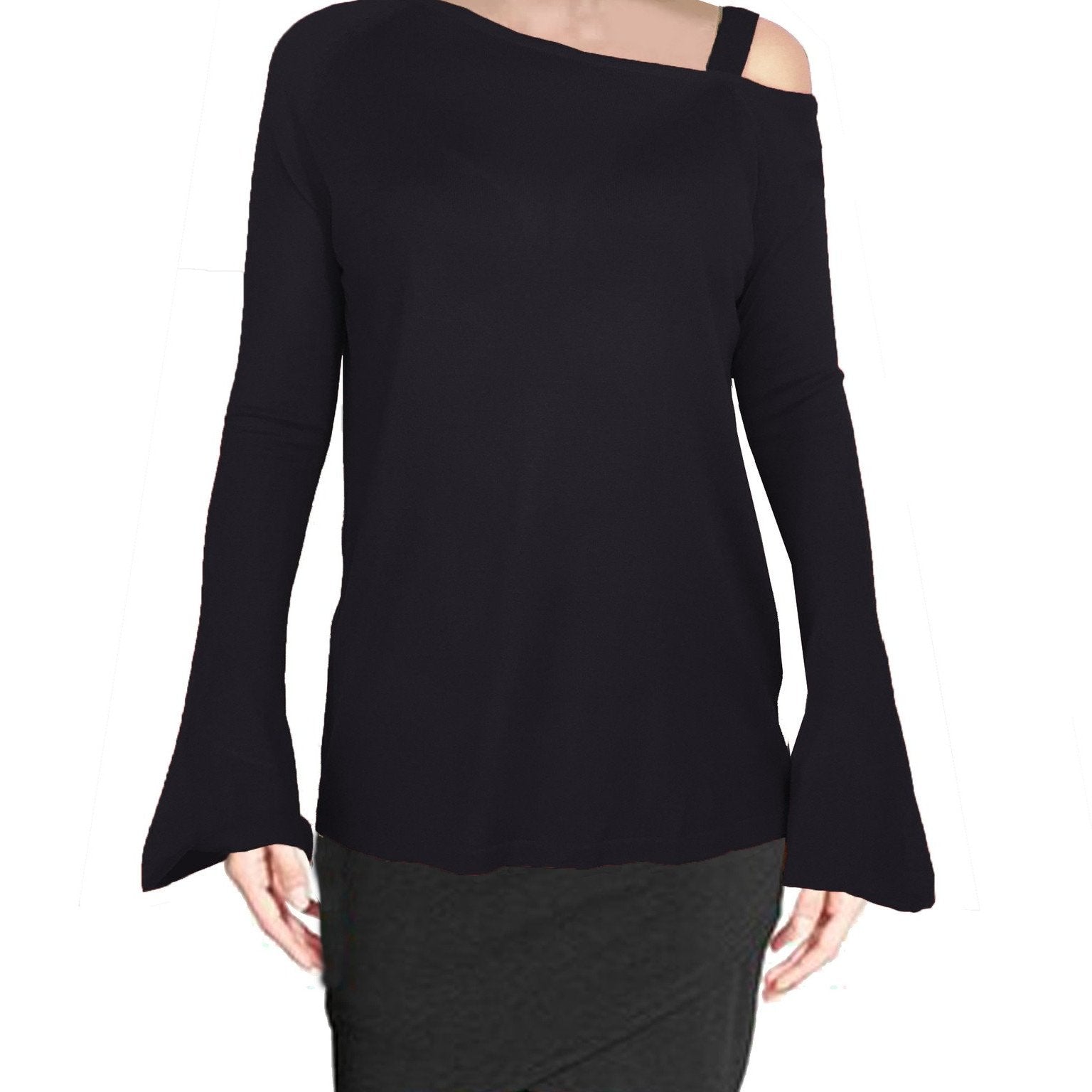 ASHORE WOMENS ASYMMETRIC OFF THE SHOULDER ELEGANT FINE SWEATER