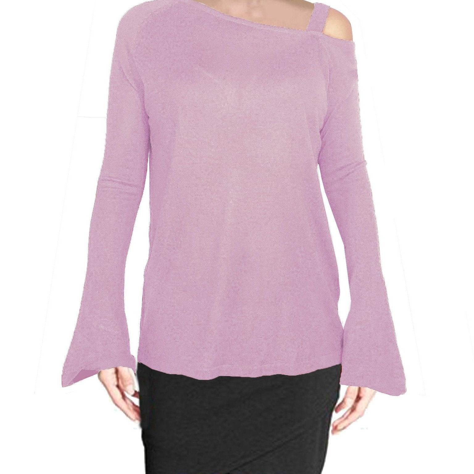 ASHORE WOMENS ASYMMETRIC OFF THE SHOULDER LUXURY FINE SWEATER