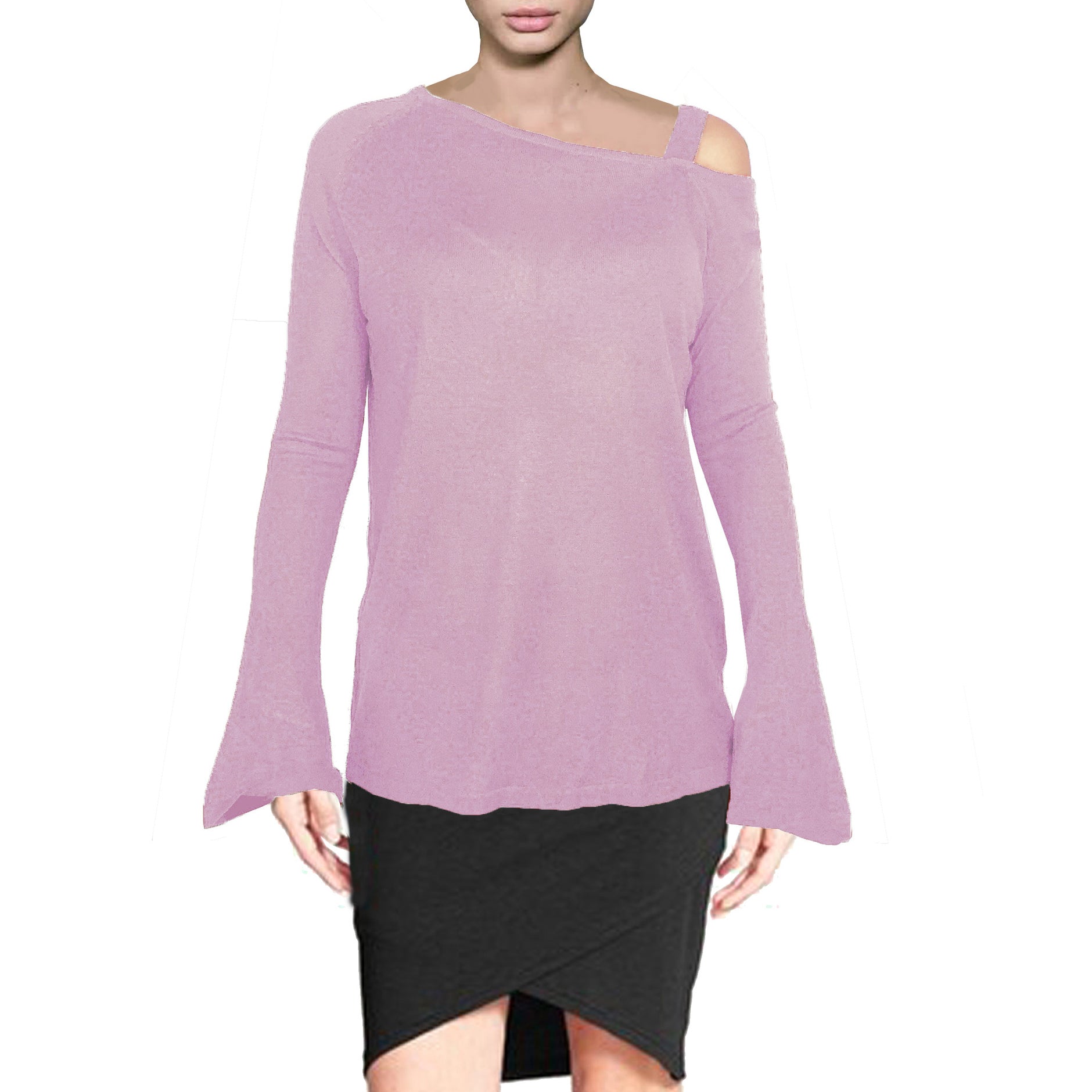 ASHORE WOMENS ASYMMETRIC FALL-OFF SHOULDER FINE SWEATER