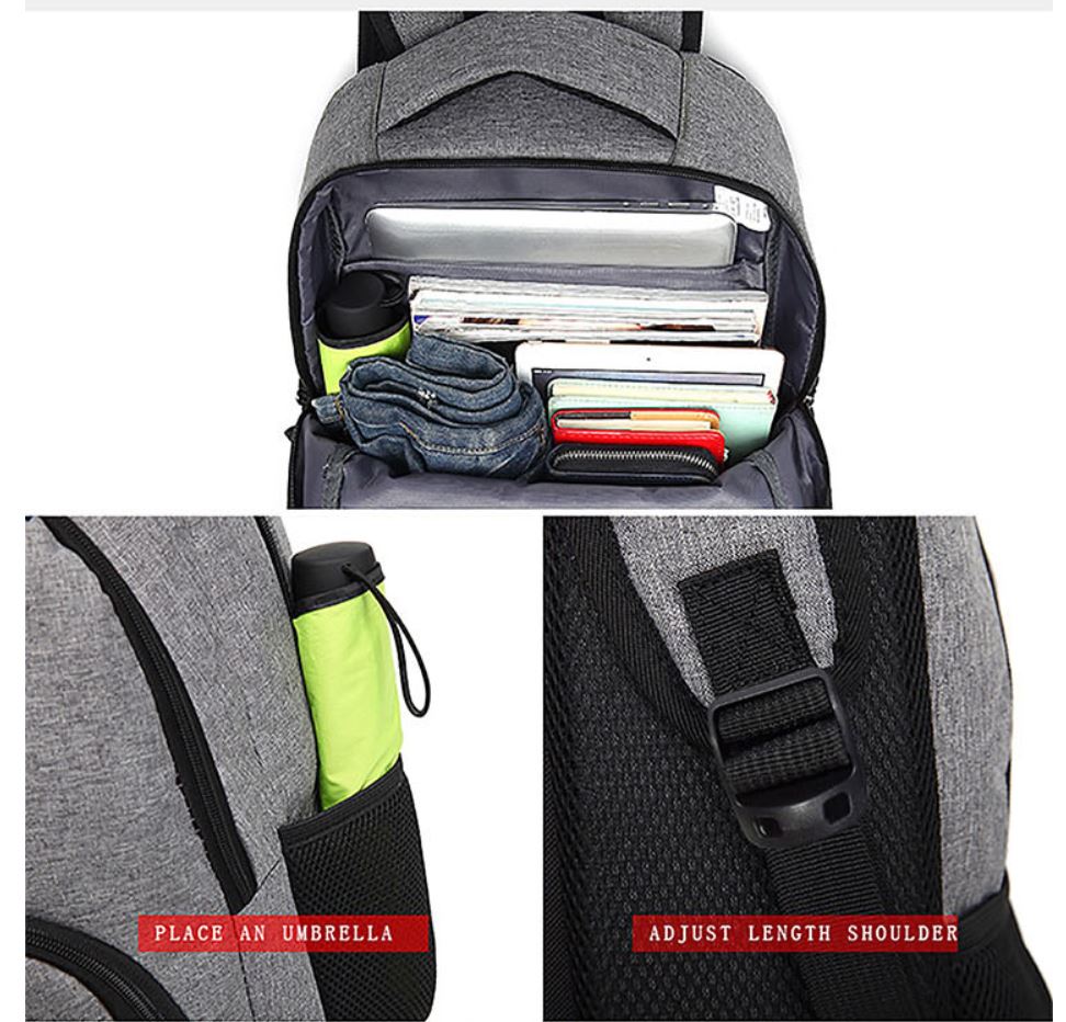 ASHORESHOP Men women Backpacks USB Charging Male Casual Back bag