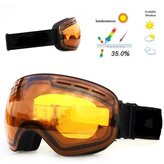 Gafas de esquí de alta calidad, doble capa, UV400, antivaho, máscara de esquí grande, gafas de esquí para nieve, gafas de snowboard para hombres y mujeres