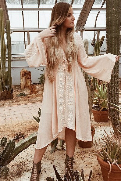 ASHORESHOP Long Beach Dresses Women Tunic Vintage Floral Embroidered Cotton Long Dress vestidos Casual Hippie Boho Asymmetric robe