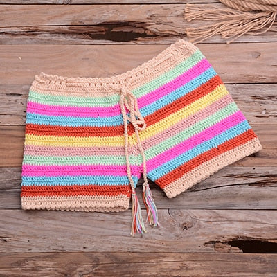 Colorful Tassel Bikini Sexy Crochet Bikini Push Up Beachwear Cover Up High Waist Swim Sets