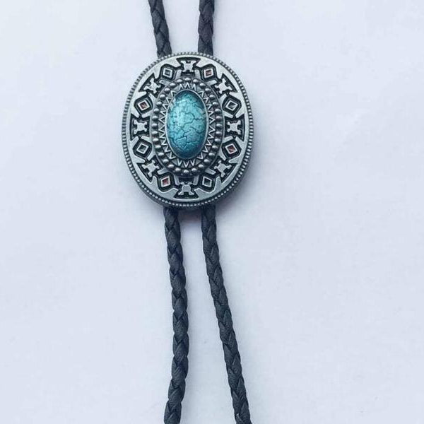bolo tie Cowboy for men Vintage Indian mens tie Turquoise Europe Long style Zinc Alloy Pendant trendy accessories Llavero bijoux