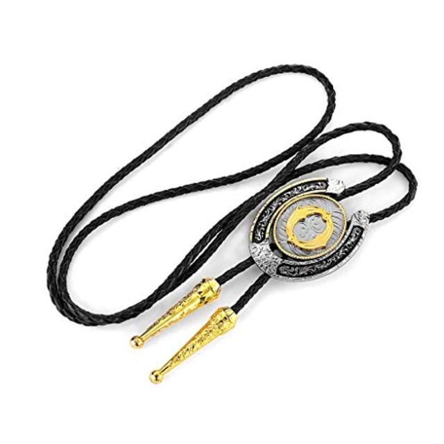 Gold Letter ABCDEFG-Z U shape bolo tie for man Indian cowboy western cowgirl leather rope zinc alloy necktie