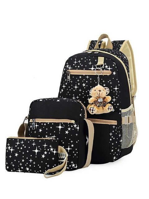 3pcs/set School Bags For Girls Women Backpack School Bags Star Backpack