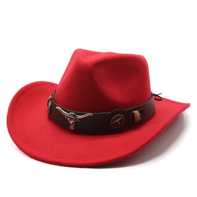 Sombrero de vaquero, accesorios con cabeza de vaca, sombrero de vaquero, sombrero de fieltro monocromático, sombrero de ala grande para hombres y mujeres, sombrero para exteriores, sombrero de caballero