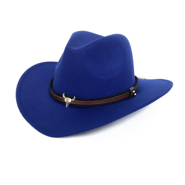 Sombrero de vaquero, accesorios con cabeza de vaca, sombrero de vaquero, sombrero de fieltro monocromático, sombrero de ala grande para hombres y mujeres, sombrero para exteriores, sombrero de caballero