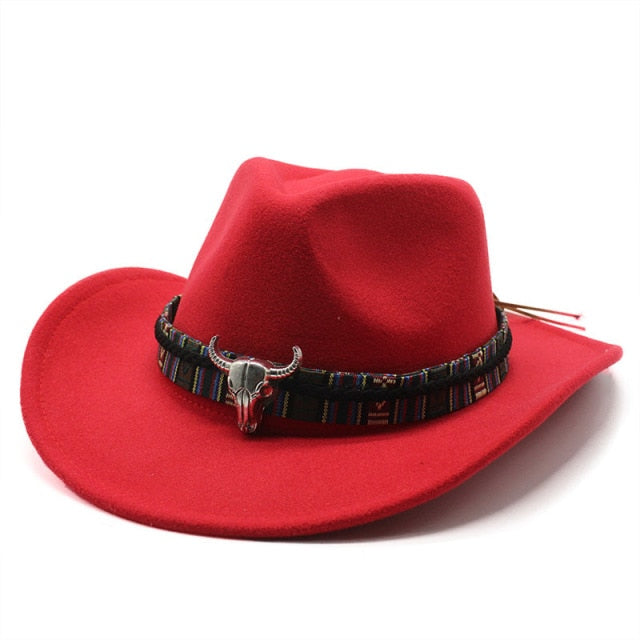 Sombrero de vaquero, accesorios con cabeza de vaca, sombrero de vaquero, sombrero de fieltro monocromático, sombrero de ala grande para hombres y mujeres, sombrero para exteriores, sombrero de caballero
