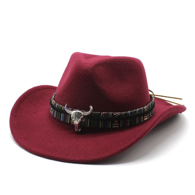 Sombrero de vaquero, accesorios con cabeza de vaca, sombrero de vaquero, sombrero de fieltro monocromático, sombrero de ala grande para hombres y mujeres, sombrero para exteriores, sombrero de caballero