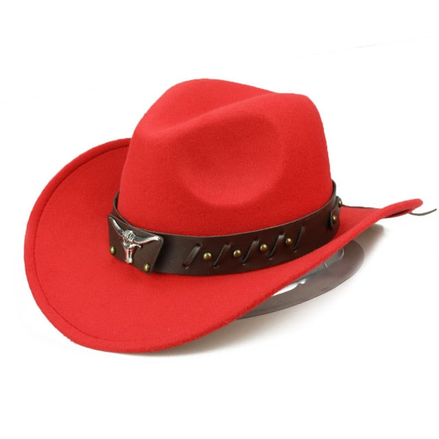 Sombrero de vaquero, accesorios con cabeza de vaca, sombrero de vaquero, sombrero de fieltro monocromático, sombrero de ala grande para hombres y mujeres, sombrero para exteriores, sombrero de caballero