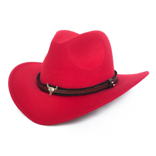 Sombrero de vaquero, accesorios con cabeza de vaca, sombrero de vaquero, sombrero de fieltro monocromático, sombrero de ala grande para hombres y mujeres, sombrero para exteriores, sombrero de caballero