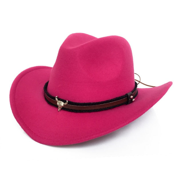 Sombrero de vaquero, accesorios con cabeza de vaca, sombrero de vaquero, sombrero de fieltro monocromático, sombrero de ala grande para hombres y mujeres, sombrero para exteriores, sombrero de caballero