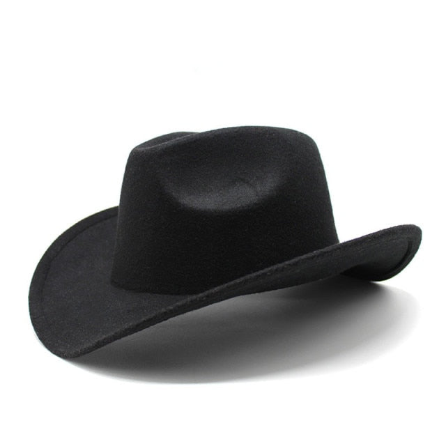 Sombrero de vaquero, accesorios con cabeza de vaca, sombrero de vaquero, sombrero de fieltro monocromático, sombrero de ala grande para hombres y mujeres, sombrero para exteriores, sombrero de caballero