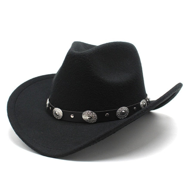 Sombrero de vaquero, accesorios con cabeza de vaca, sombrero de vaquero, sombrero de fieltro monocromático, sombrero de ala grande para hombres y mujeres, sombrero para exteriores, sombrero de caballero