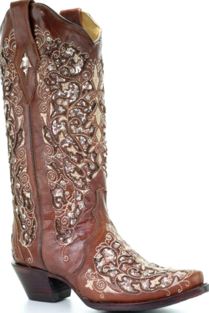 High Quality Pointed Toe Embroidery Chunky Heels Western Boots