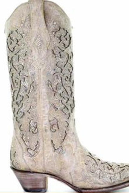 High Quality Pointed Toe Embroidery Chunky Heels Western Boots