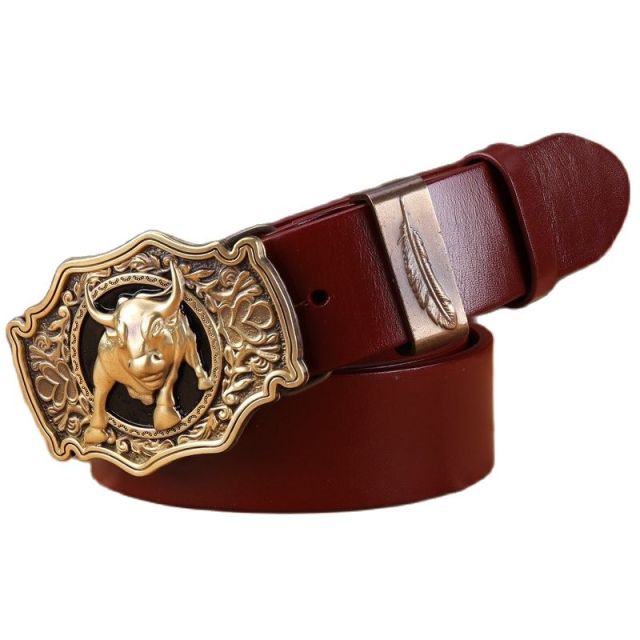 Cinturón de diseño para hombre de piel de vaca de grano completo con hebilla de latón macizo 100% cuero genuino de alta calidad de lujo vaquero marrón negro camello real