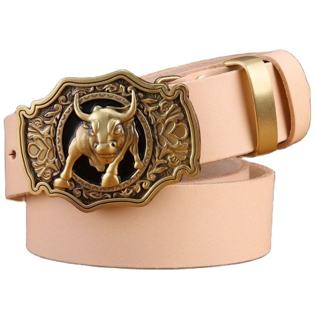 Cinturón de diseño para hombre de piel de vaca de grano completo con hebilla de latón macizo 100% cuero genuino de alta calidad de lujo vaquero marrón negro camello real