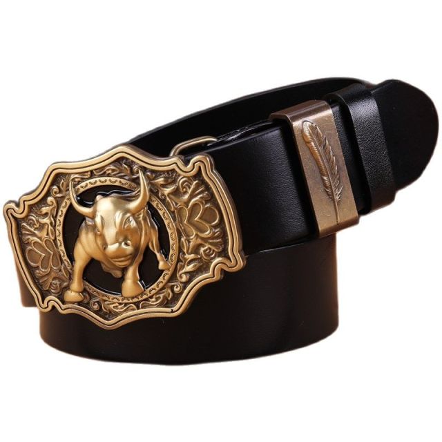 Cinturón de diseño para hombre de piel de vaca de grano completo con hebilla de latón macizo 100% cuero genuino de alta calidad de lujo vaquero marrón negro camello real