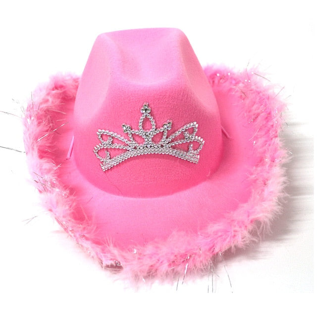 Sombrero de vaquera estilo occidental para mujer, sombrero de vaquera con tiara rosa, gorra de vaquero