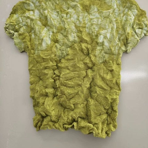 Ashore Ripple Stretch Pleated Womens T-shirt Pullover Short Sleeve