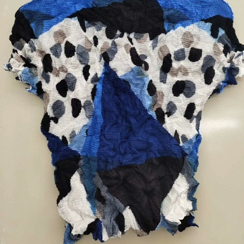 Ashore Ripple Stretch Pleated Womens T-shirt Pullover Short Sleeve