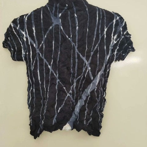 Ashore Ripple Stretch Pleated Womens T-shirt Pullover Short Sleeve