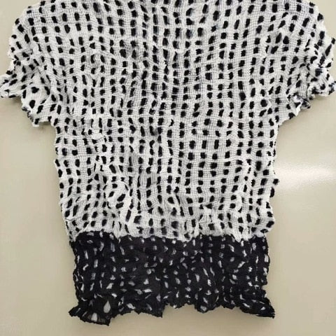 Ashore Ripple Stretch Pleated Womens T-shirt Pullover Short Sleeve