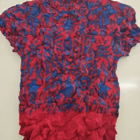 Ashore Ripple Stretch Pleated Womens T-shirt Pullover Short Sleeve