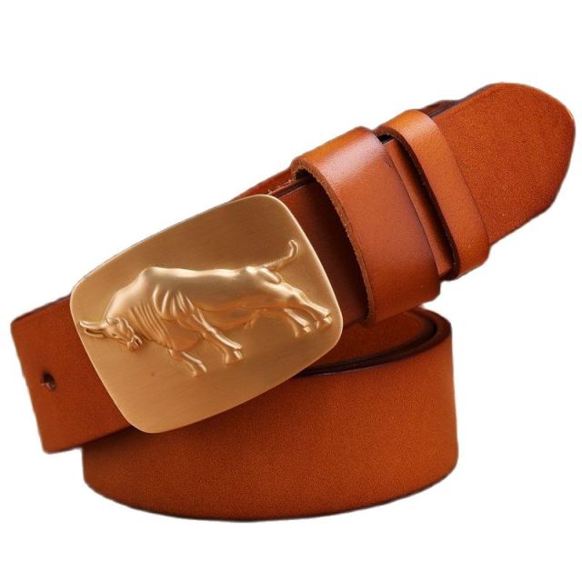 Cinturón de piel de vaca maciza con hebilla de latón macizo de lujo de grano completo 100 % genuino 2020 nuevo diseño para hombre de alta calidad rojo camello negro 3,8 cm rojo
