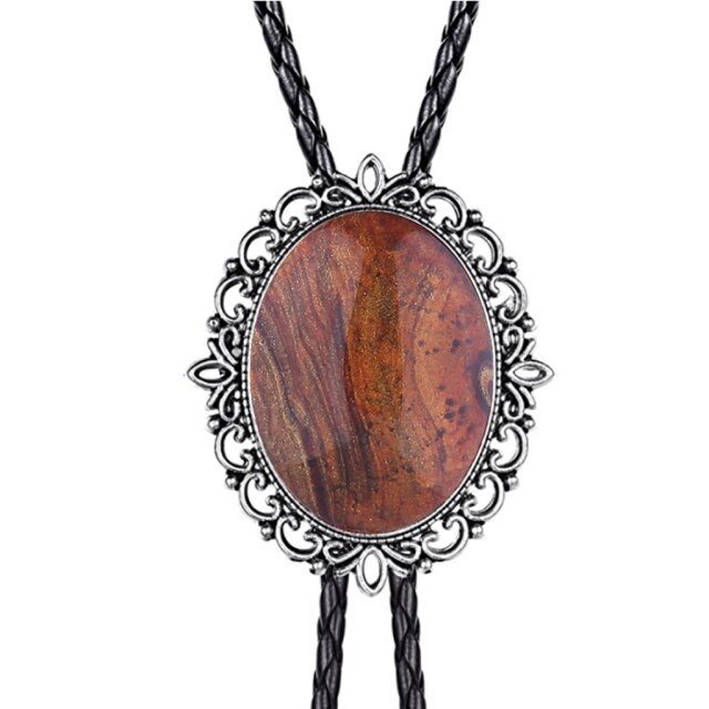 Collar de cordón de cuero con corbata de bolo de esmeralda con patrón hueco Corbata de bolo de vaquero occidental americano Corbatas de lazo para hombres y mujeres