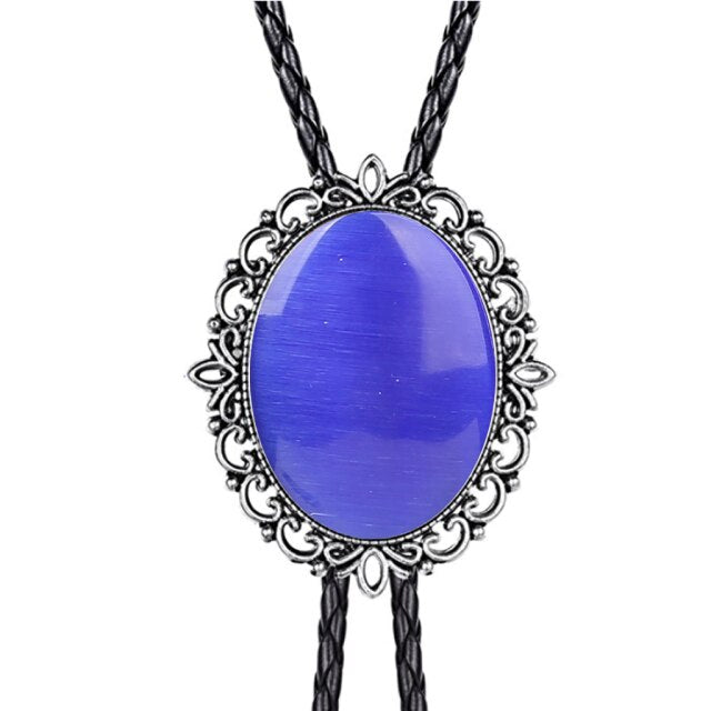 Collar de cordón de cuero con corbata de bolo de esmeralda con patrón hueco Corbata de bolo de vaquero occidental americano Corbatas de lazo para hombres y mujeres