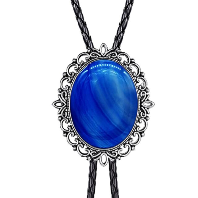 Collar de cordón de cuero con corbata de bolo de esmeralda con patrón hueco Corbata de bolo de vaquero occidental americano Corbatas de lazo para hombres y mujeres